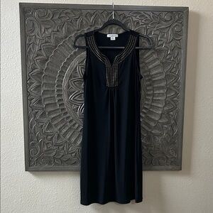 Liz Claiborne Black Mini Dress with Embellished Neckline